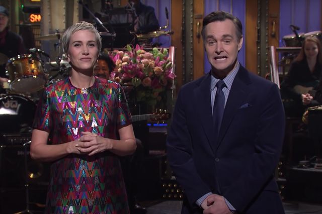 A photo of Will Forte and Kristen Wiig on SNL